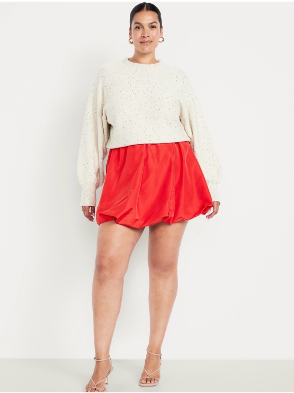 Taffeta Red Bubble Hem Mini Skirt